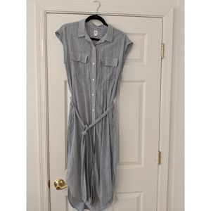 Gap cap sleeved blue and white pinstripe dress